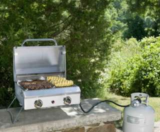   Portable Stainless Steel Gas Grill with Cover 20,000 BTU Propane BBQ