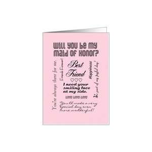  Will You Be My Maid Of Honor Brest Friend Words Pink Card 