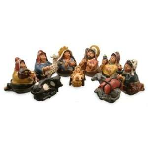  Ceramic nativity scene, Christmas in Cuzco (set of 10 