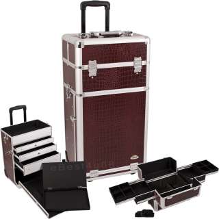 Makeup Rolling Train Case Cosmetic Aluminum CR1 With Long Drawers 