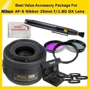  Nikon AF S DX NIKKOR 35mm f/1.8G Lens Kit Includes Nikon 