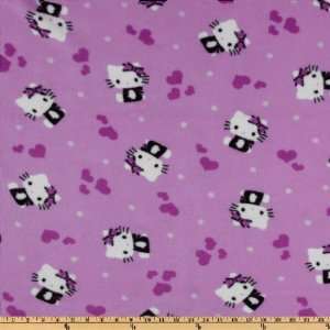  64 Wide Hello Kitty Micro Plush Fleece Purple Fabric By 