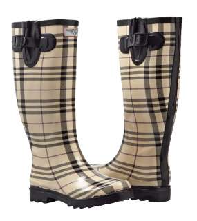Checker Plaid Wellington Rubber boots Rainboots Hunting style SIZE 5 6 