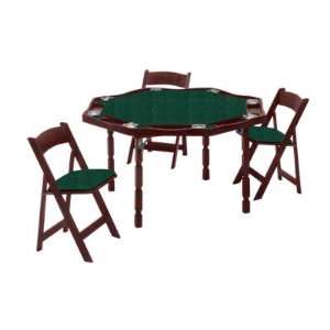   Mahogany Oak Poker Table with Bottle Green Fabric