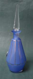 Antique BOHEMIA Blue Encased Glass Perfume Bottle  