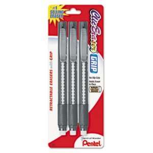  Clic Eraser Pen Style Grip Eraser, Assorted, 3/Pack 