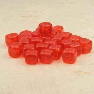  Tomato Red 9mm Cube Glass Beads 30g Bag