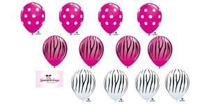   Stripe Print Wild Berry Polka Dot White Latex Balloon Set 12  
