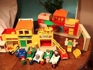    Price Village #997 1973, wood figures, biker, mail, garbage truck