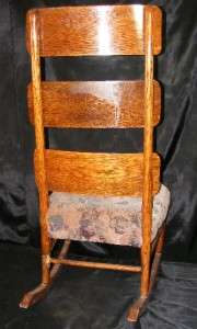 Vintage Old Wooden Wood Rocking Chair w/ Floral Upholstered Seat 