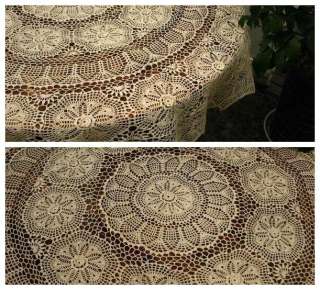 Handmade Crochet Lace Tablecloth 68.5 round  