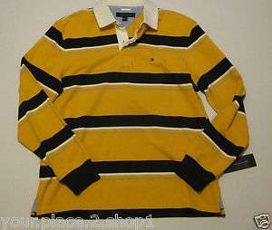 Tommy Hilfiger Mens Long Sleeve Polo, Multi Stripe Rugby Shirt  