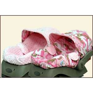 Reversible Infant Car Seat Cover   Pink Camo and Minky   Cuter Than A 
