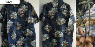 New Mens Casual Hawaiian Palm Flower Leaf Print Shirts Button front 