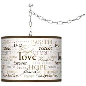  Swag Style Positivity Shade Plug In Chandelier
