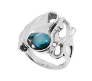 Button Shaped Freshwater Teal Pearl (6.5mm) is Tucked Inside One of 