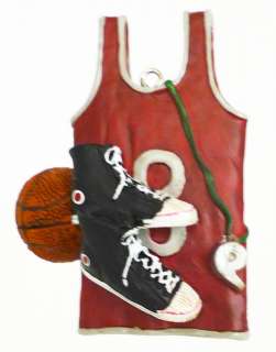 Russ Sports Ornament ~ Basketball Jersey, Ball & Shoes  