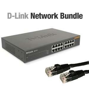  D Link 16 Port Switch Refurb & Cat5e Cables Bundle 