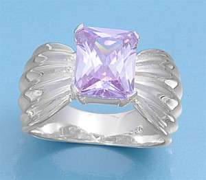 Sterling Silver 925 Womens ring size 9 BIG Purple CZ  