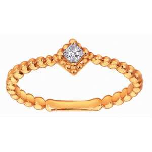 18K Rose Gold Solitaire Setting Princess Cut Diamond Twisted Band Ring 