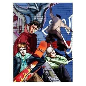    men and woman with skateboards Giclee Poster Print