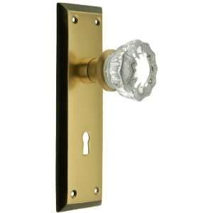  New York Style Doorset with Fluted Crystal Door Knobs. Privacy 