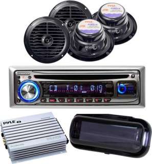    330 Marine Boat Motorcycle CD  Radio Stereo 4 Black Speakers +Amp