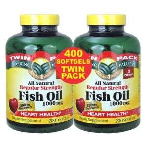 Fish Oil 1000 mg, 400 Softgels Twin Pack, Spring Valley  