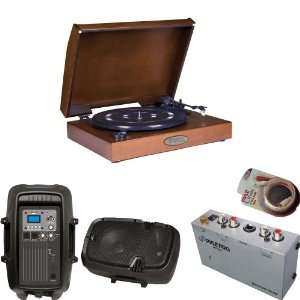  Pyle Turntable Record Player, Pre Amplifier, RCA Cable and 