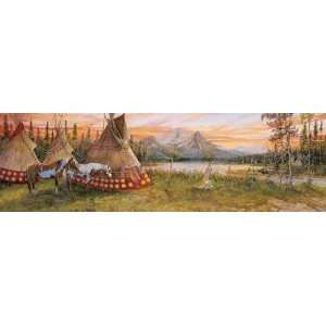    Indian Village at Evening Fire Rear Window Decal Automotive