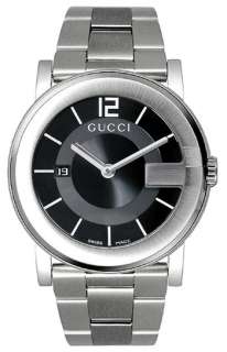 Gucci Mens YA101405 Black Dial Stainless Steel Strap Watch  
