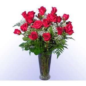 24 Red Roses with Vase Gift Basket  Grocery & Gourmet Food