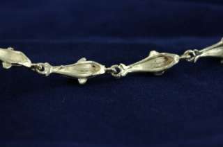 Estate Jewelry Sterling Silver Jewelry 6 Dolphin Link Bracelet  