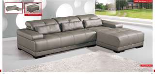 6008 Leather Gray Sectional Sofa Couch Contemporary New  