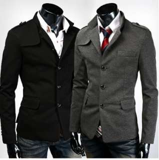 SLIM FIT STAND COLLAR SINGLE BREASTED SUIT COAT BLAZER MF 1514  