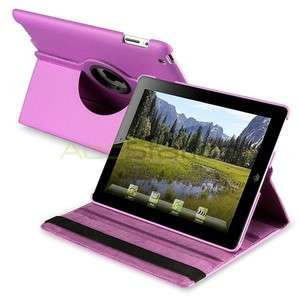   360 Rotating Magnetic Hard Cover Leather Case w/ Swivel Stand Purple