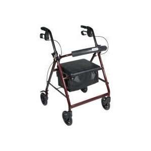  Drive Aluminum Rollator, with Padded Seat, 8 Casters, Red 