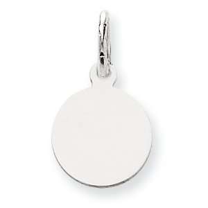   14k White Gold Plain .011 Gauge Round Engraveable Disc Charm Jewelry