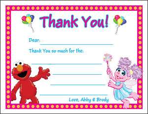 Set of 10 Abby Cadabby & Elmo Thank You Notes Cards  
