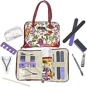  Deluxe Nail Kit   Foral with Red Faux Crocodile by Dr 
