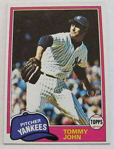 1981 Topps Tommy John Yankees card no.550 NR/MT  