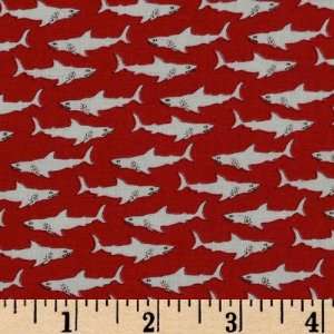  43 Wide Mini Prints Sharks Red Fabric By The Yard Arts 