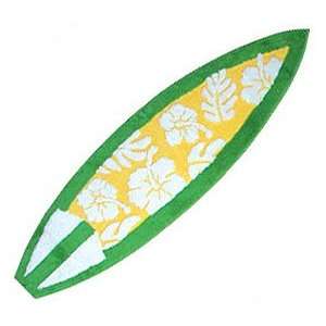   Green Yellow Floral Shortboard Hawaiian Surf Rug 50527