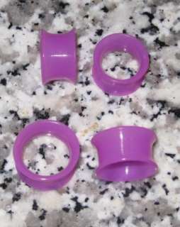 PAIR (2) PURPLE EAR SKIN PLUGS TUNNELS SILICONE GAUGES 4G 5/8 DOUBLE 