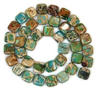 10mm Natural African Turquoise Square Beads 15.5  