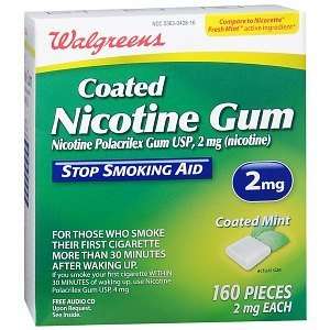   Coated Nicotine Gum 2 mg, Mint, 160 ea Health 