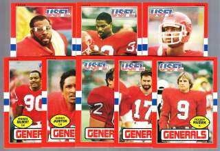   GENERALS TEAM LOT 1985 85 TOPPS USFL COLLINS CARTHON BOWERS LAPHAM