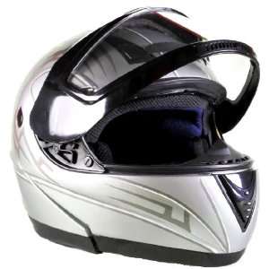  Modular Flip Up Snowmobile Helmet Silver, Large 