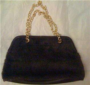 Victorias Secret Brown FAUX FUR chain PURSE Bag NWT  