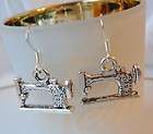 Seamstress Quilter Antique Theme Sewing Machine Earrings